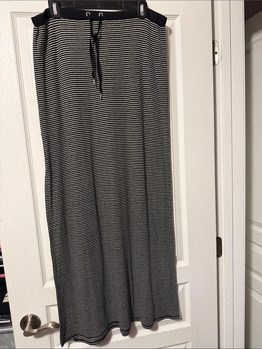 Women’s Black and White Striped Maxi Skirt